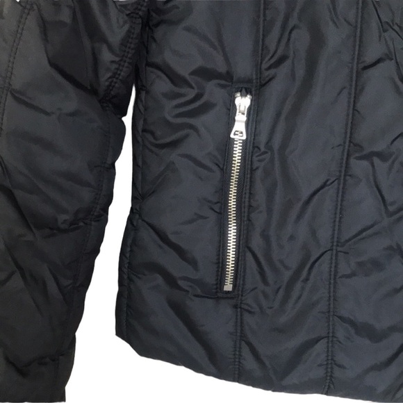 Guess Black Long Sleeve Snap Zip Closure Fleece Lined Puffer Jacket - Picture 2 of 13